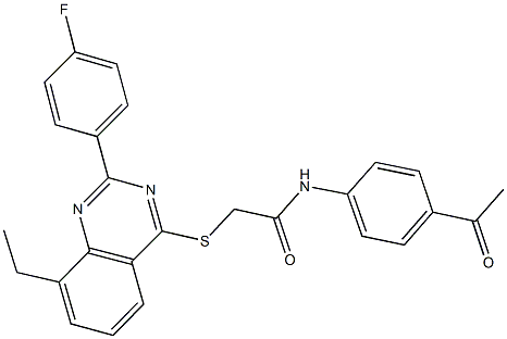 N-(4-acetylphenyl)-2-{[8-ethyl-2-(4-fluorophenyl)-4-quinazolinyl]sulfanyl}acetamide Struktur
