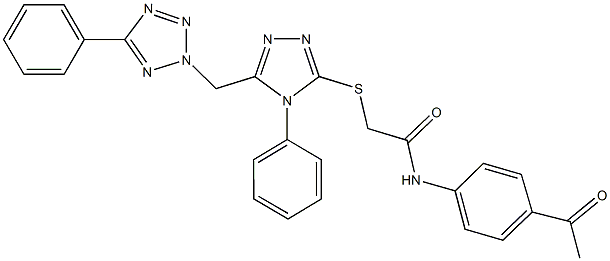 N-(4-acetylphenyl)-2-({4-phenyl-5-[(5-phenyl-2H-tetraazol-2-yl)methyl]-4H-1,2,4-triazol-3-yl}sulfanyl)acetamide Struktur