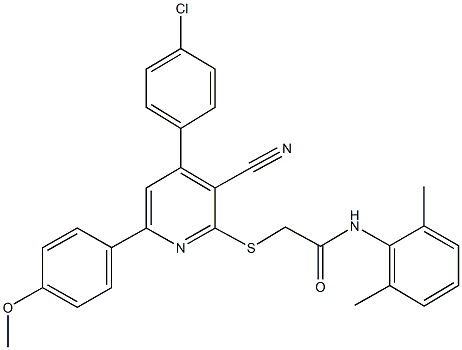 2-{[4-(4-chlorophenyl)-3-cyano-6-(4-methoxyphenyl)-2-pyridinyl]sulfanyl}-N-(2,6-dimethylphenyl)acetamide Structure