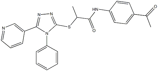 N-(4-acetylphenyl)-2-[(4-phenyl-5-pyridin-3-yl-4H-1,2,4-triazol-3-yl)sulfanyl]propanamide Struktur