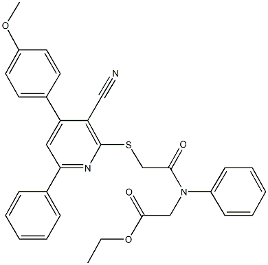 332912-23-9 ethyl [({[3-cyano-4-(4-methoxyphenyl)-6-phenyl-2-pyridinyl]sulfanyl}acetyl)anilino]acetate