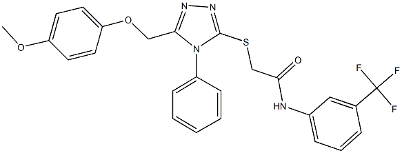 2-({5-[(4-methoxyphenoxy)methyl]-4-phenyl-4H-1,2,4-triazol-3-yl}sulfanyl)-N-[3-(trifluoromethyl)phenyl]acetamide Struktur