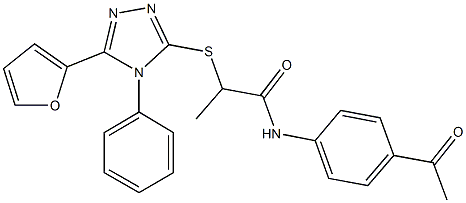 N-(4-acetylphenyl)-2-[(5-furan-2-yl-4-phenyl-4H-1,2,4-triazol-3-yl)sulfanyl]propanamide Struktur