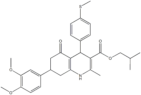 isobutyl 7-(3,4-dimethoxyphenyl)-2-methyl-4-[4-(methylsulfanyl)phenyl]-5-oxo-1,4,5,6,7,8-hexahydro-3-quinolinecarboxylate Struktur