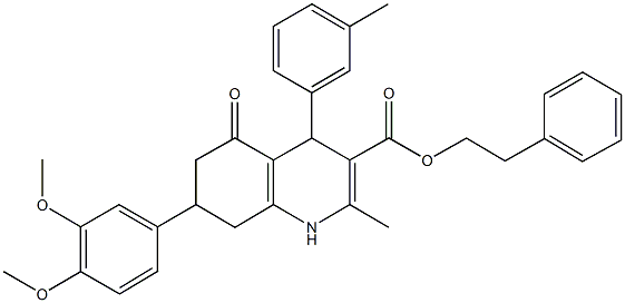 332928-69-5 2-phenylethyl 7-(3,4-dimethoxyphenyl)-2-methyl-4-(3-methylphenyl)-5-oxo-1,4,5,6,7,8-hexahydro-3-quinolinecarboxylate