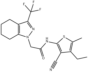 N-(3-cyano-4-ethyl-5-methyl-2-thienyl)-2-[3-(trifluoromethyl)-4,5,6,7-tetrahydro-1H-indazol-1-yl]acetamide 结构式