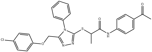 N-(4-acetylphenyl)-2-({5-[(4-chlorophenoxy)methyl]-4-phenyl-4H-1,2,4-triazol-3-yl}sulfanyl)propanamide Structure