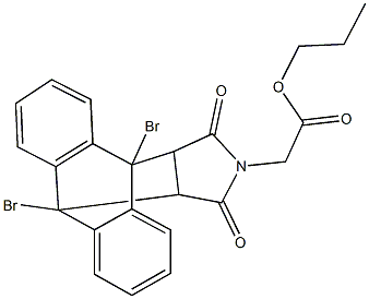 propyl (1,8-dibromo-16,18-dioxo-17-azapentacyclo[6.6.5.0~2,7~.0~9,14~.0~15,19~]nonadeca-2,4,6,9,11,13-hexaen-17-yl)acetate 结构式