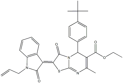333345-04-3 ethyl 2-(1-allyl-2-oxo-1,2-dihydro-3H-indol-3-ylidene)-5-(4-tert-butylphenyl)-7-methyl-3-oxo-2,3-dihydro-5H-[1,3]thiazolo[3,2-a]pyrimidine-6-carboxylate