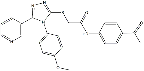 N-(4-acetylphenyl)-2-({4-[4-(methyloxy)phenyl]-5-pyridin-3-yl-4H-1,2,4-triazol-3-yl}sulfanyl)acetamide Struktur