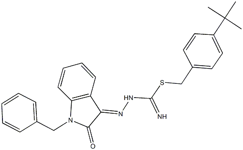 4-tert-butylbenzyl 2-(1-benzyl-2-oxo-1,2-dihydro-3H-indol-3-ylidene)hydrazinecarbimidothioate 结构式