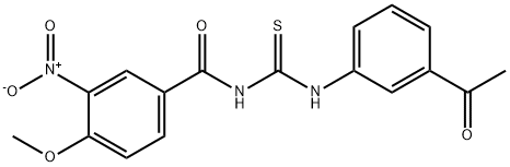 N-(3-acetylphenyl)-N'-{3-nitro-4-methoxybenzoyl}thiourea Struktur