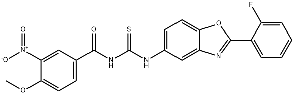 N-[2-(2-fluorophenyl)-1,3-benzoxazol-5-yl]-N'-{3-nitro-4-methoxybenzoyl}thiourea,333739-56-3,结构式