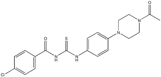 N-[4-(4-acetylpiperazin-1-yl)phenyl]-N'-(4-chlorobenzoyl)thiourea Structure