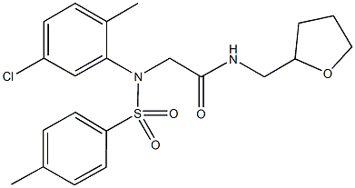 2-{5-chloro-2-methyl[(4-methylphenyl)sulfonyl]anilino}-N-(tetrahydro-2-furanylmethyl)acetamide 化学構造式