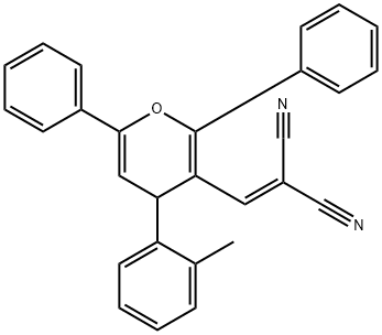 2-{[4-(2-methylphenyl)-2,6-diphenyl-4H-pyran-3-yl]methylene}malononitrile Structure