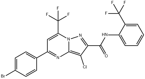 5-(4-bromophenyl)-3-chloro-7-(trifluoromethyl)-N-[2-(trifluoromethyl)phenyl]pyrazolo[1,5-a]pyrimidine-2-carboxamide Structure