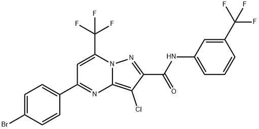 5-(4-bromophenyl)-3-chloro-7-(trifluoromethyl)-N-[3-(trifluoromethyl)phenyl]pyrazolo[1,5-a]pyrimidine-2-carboxamide,333764-45-7,结构式