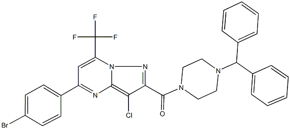 2-[(4-benzhydryl-1-piperazinyl)carbonyl]-5-(4-bromophenyl)-3-chloro-7-(trifluoromethyl)pyrazolo[1,5-a]pyrimidine|