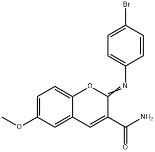 2-[(4-bromophenyl)imino]-6-methoxy-2H-chromene-3-carboxamide Structure