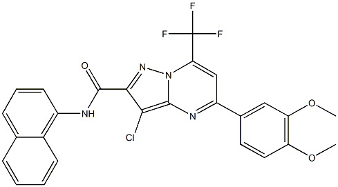 334500-02-6 3-chloro-5-(3,4-dimethoxyphenyl)-N-(1-naphthyl)-7-(trifluoromethyl)pyrazolo[1,5-a]pyrimidine-2-carboxamide
