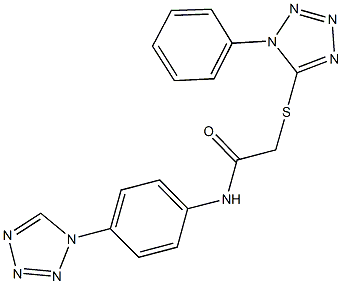 2-[(1-phenyl-1H-tetraazol-5-yl)sulfanyl]-N-[4-(1H-tetraazol-1-yl)phenyl]acetamide Struktur