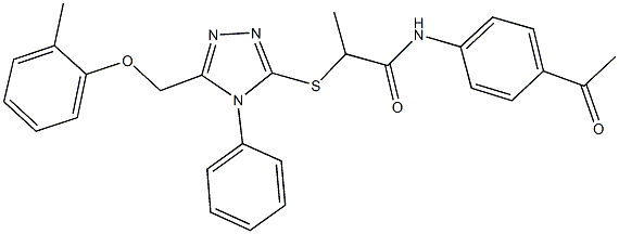N-(4-acetylphenyl)-2-({5-[(2-methylphenoxy)methyl]-4-phenyl-4H-1,2,4-triazol-3-yl}sulfanyl)propanamide Structure