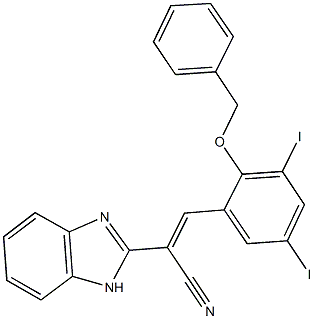 2-(1H-benzimidazol-2-yl)-3-[2-(benzyloxy)-3,5-diiodophenyl]acrylonitrile Structure