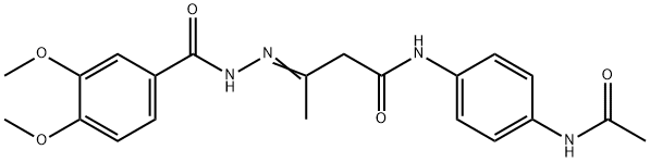 N-[4-(acetylamino)phenyl]-3-[(3,4-dimethoxybenzoyl)hydrazono]butanamide Structure