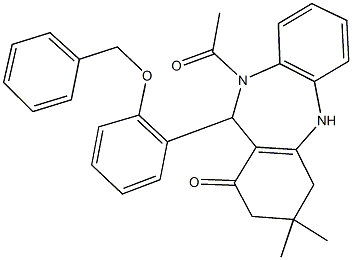 10-acetyl-11-[2-(benzyloxy)phenyl]-3,3-dimethyl-2,3,4,5,10,11-hexahydro-1H-dibenzo[b,e][1,4]diazepin-1-one|