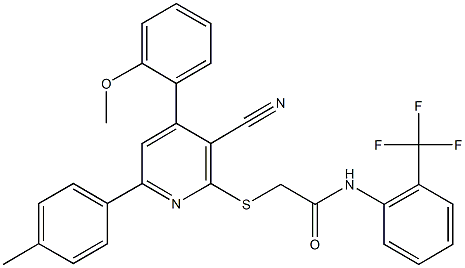 2-{[3-cyano-4-(2-methoxyphenyl)-6-(4-methylphenyl)-2-pyridinyl]sulfanyl}-N-[2-(trifluoromethyl)phenyl]acetamide,337923-92-9,结构式