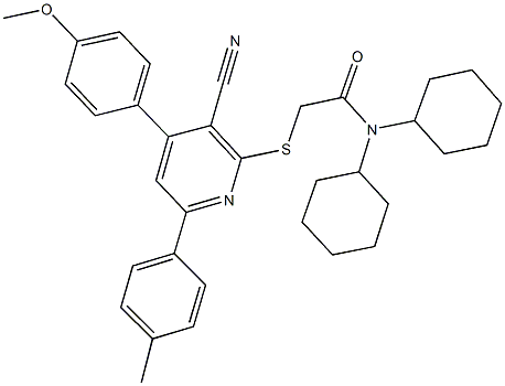 2-{[3-cyano-4-(4-methoxyphenyl)-6-(4-methylphenyl)-2-pyridinyl]sulfanyl}-N,N-dicyclohexylacetamide|