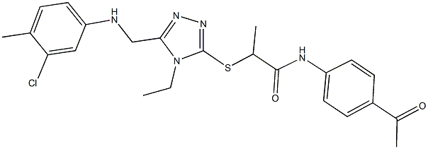 N-(4-acetylphenyl)-2-({5-[(3-chloro-4-methylanilino)methyl]-4-ethyl-4H-1,2,4-triazol-3-yl}sulfanyl)propanamide Struktur
