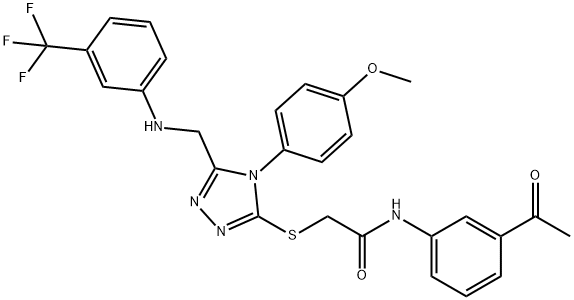 N-(3-acetylphenyl)-2-[(4-(4-methoxyphenyl)-5-{[3-(trifluoromethyl)anilino]methyl}-4H-1,2,4-triazol-3-yl)sulfanyl]acetamide Structure