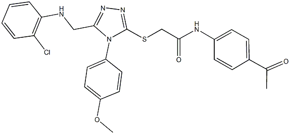 N-(4-acetylphenyl)-2-{[5-[(2-chloroanilino)methyl]-4-(4-methoxyphenyl)-4H-1,2,4-triazol-3-yl]sulfanyl}acetamide Struktur