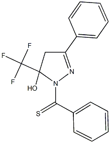 1-benzothioyl-3-phenyl-5-(trifluoromethyl)-4,5-dihydro-1H-pyrazol-5-ol Struktur