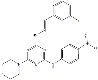 3-iodobenzaldehyde [4-{4-nitroanilino}-6-(4-morpholinyl)-1,3,5-triazin-2-yl]hydrazone 结构式