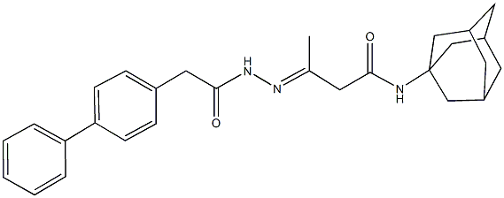 N-(1-adamantyl)-3-[([1,1'-biphenyl]-4-ylacetyl)hydrazono]butanamide Struktur