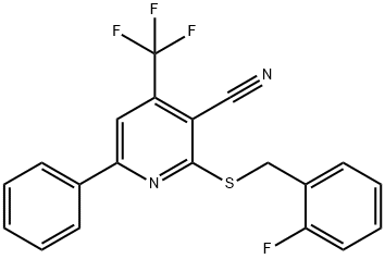 2-[(2-fluorobenzyl)sulfanyl]-6-phenyl-4-(trifluoromethyl)nicotinonitrile Structure