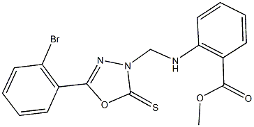 methyl 2-{[(5-(2-bromophenyl)-2-thioxo-1,3,4-oxadiazol-3(2H)-yl)methyl]amino}benzoate Struktur