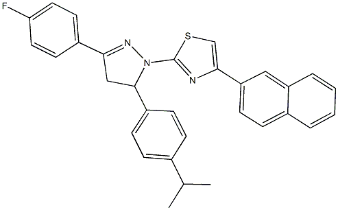 2-[3-(4-fluorophenyl)-5-(4-isopropylphenyl)-4,5-dihydro-1H-pyrazol-1-yl]-4-(2-naphthyl)-1,3-thiazole Structure
