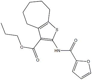 propyl 2-(2-furoylamino)-5,6,7,8-tetrahydro-4H-cyclohepta[b]thiophene-3-carboxylate 结构式