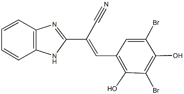 2-(1H-benzimidazol-2-yl)-3-(3,5-dibromo-2,4-dihydroxyphenyl)acrylonitrile Structure