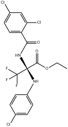 ethyl 2-(4-chloroanilino)-2-[(2,4-dichlorobenzoyl)amino]-3,3,3-trifluoropropanoate Struktur