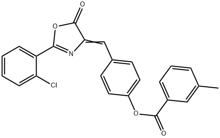 4-[(2-(2-chlorophenyl)-5-oxo-1,3-oxazol-4(5H)-ylidene)methyl]phenyl 3-methylbenzoate Struktur