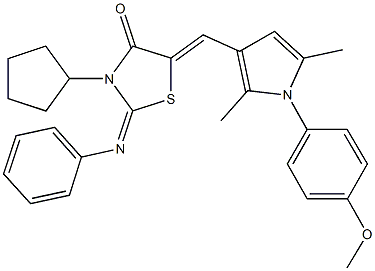 340277-39-6 3-cyclopentyl-5-{[1-(4-methoxyphenyl)-2,5-dimethyl-1H-pyrrol-3-yl]methylene}-2-(phenylimino)-1,3-thiazolidin-4-one