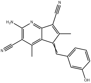 2-amino-5-(3-hydroxybenzylidene)-4,6-dimethyl-5H-cyclopenta[b]pyridine-3,7-dicarbonitrile Structure