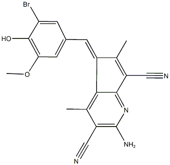 2-amino-5-(3-bromo-4-hydroxy-5-methoxybenzylidene)-4,6-dimethyl-5H-cyclopenta[b]pyridine-3,7-dicarbonitrile,340319-16-6,结构式