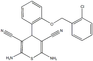 2,6-diamino-4-{2-[(2-chlorobenzyl)oxy]phenyl}-4H-thiopyran-3,5-dicarbonitrile Structure