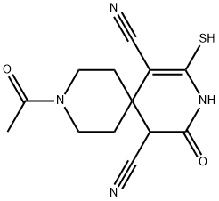 9-acetyl-4-oxo-2-sulfanyl-3,9-diazaspiro[5.5]undec-1-ene-1,5-dicarbonitrile|